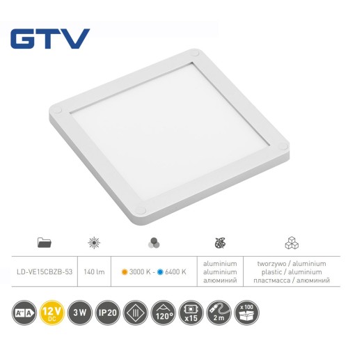 Світильник LED VEGAS 100x100, 2 в 1 теплий та холодний білий, кабель mini amp2m, алюміній - LD-VE15CBZB-53