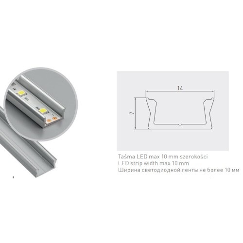 LED-профіль GTV MINI накладний 3м Чорний матовий - PA-GLAXMNK3M-AL-20M