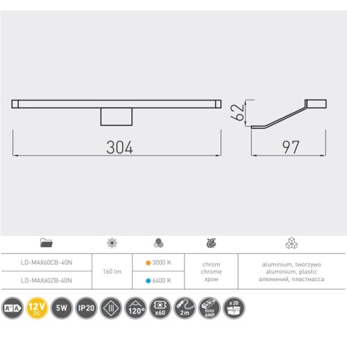 Світильник LED MAXIMUS холодний Білий - LD-MAX60ZB-40