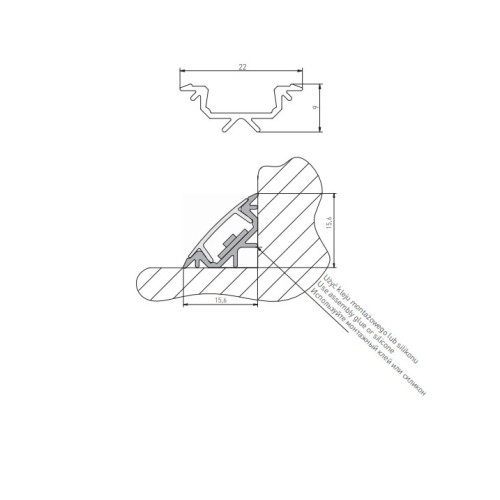 Алюмінієвий профіль GLAX кутовий, 2 метри (ціна за 2 метри) - PA-GLAXKT-AL