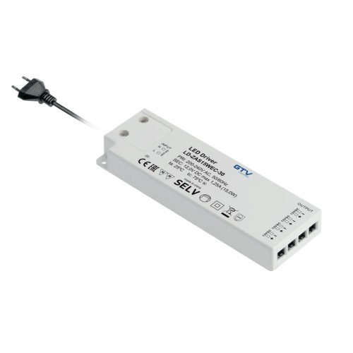 Трансформатор GTV SLIM EASY CLICK 12V 9W з проводом та miniAMP - LD-ZAS09WEC-30