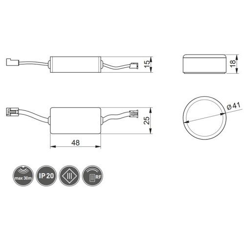 Сенсорний вимикач GTV ON-OFF бездротовий 12V 60W Чорний - AE-WDBP1-20