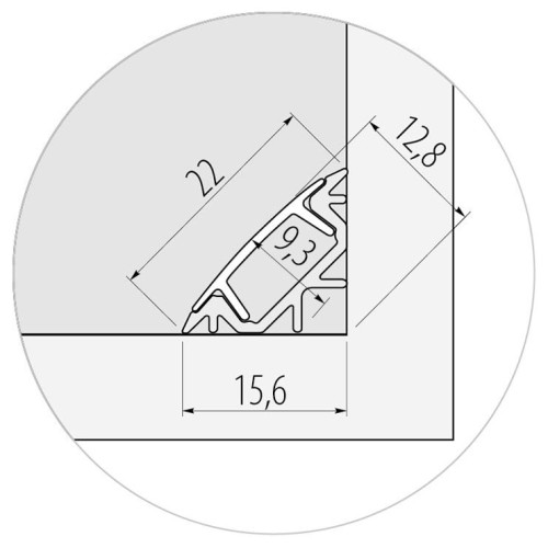 Алюмінієвий профіль GLAX кутовий, 2 метри (ціна за 2 метри) - PA-GLAXKT-AL