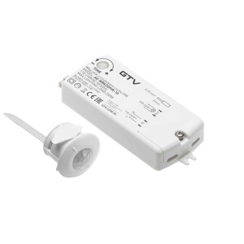 Выключатель с датчиком движения PIR 230V макс 250W, кабель 2 м, белый - AE-WBEZDPIR-10