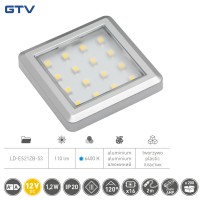 Світильник LED квадратний Estella, 12V DC, 1.2W, 16 SMD3528 x/б, сірий