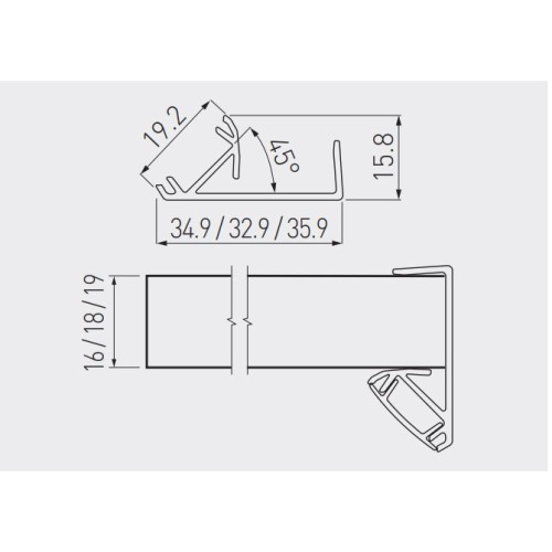 LED-профіль GTV кутовий-торцевий односторонній 3м - PA-GLAXNBJ3M-AL
