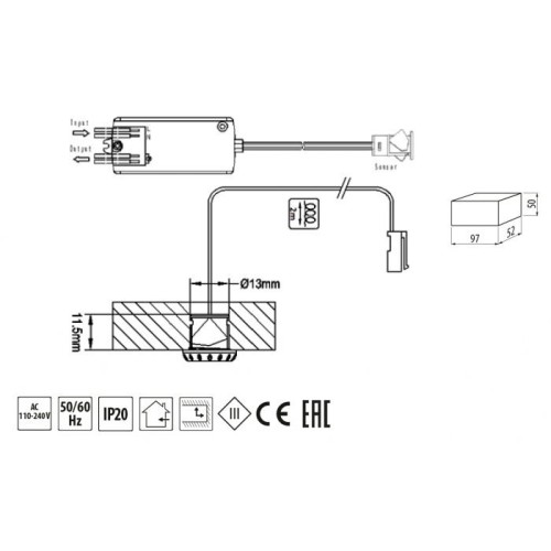 Датчик руху для освітлення шаф - AE-WBEZDB-10S