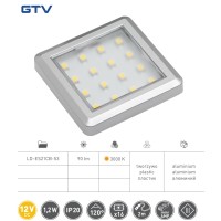 Світильник LED квадратний Estella, 12V DC, 1.2W, 16 SMD3528 т/б, сірий