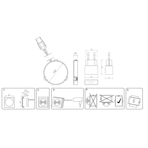 Бездротовий зарядний пристрій, під стільницю - AE-ZLADPOD-20