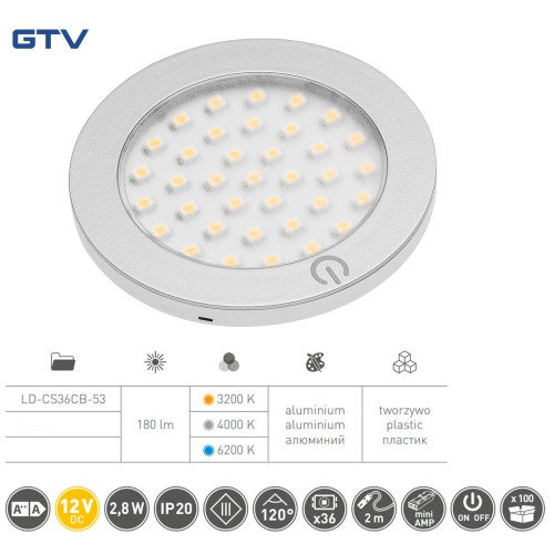Світильник LED Castello з вмикачем 12V DC, 2,8 W, 36 SMD3528, 200см провід з miniAMP - LD-CS36CB-53