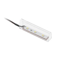 Кліпса пластикова освітлювальна до скляних полиць DC 12v, 3 SMD LED, 0,25w, 2м провід, теплий білий