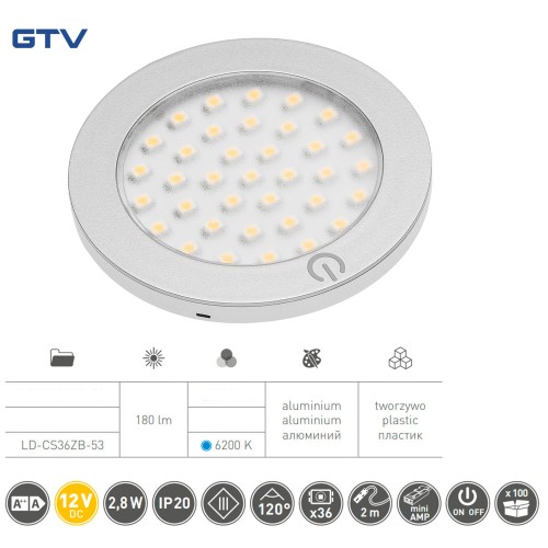 Світильник LED Castello з вмикачем 12v DC, 36 Smd3528, 200см провід з miniamp х/б, сірий - LD-CS36ZB-53