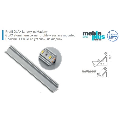 LED-профіль GTV кутовий накладний 3м - PA-GLAXNKKT3M-AL