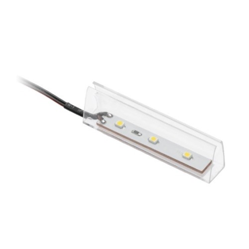 Кліпса пластикова освітлювальна до скляних полиць DC 12v, 3 SMD LED, 0,25w, 2м провід, холодний білий - LD-KLPZB-00N