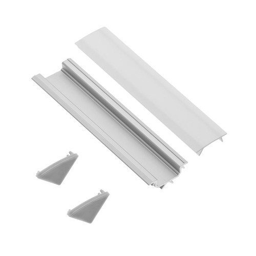 Комплект LED-профілю кутового 2м кришки молочної 2м та 2 заглушки - PA-ZGLAXKTOMZ-00