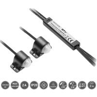 Выключатель с двумя датчиками движения PIR, 2 датчика, кабель 2м., Черный