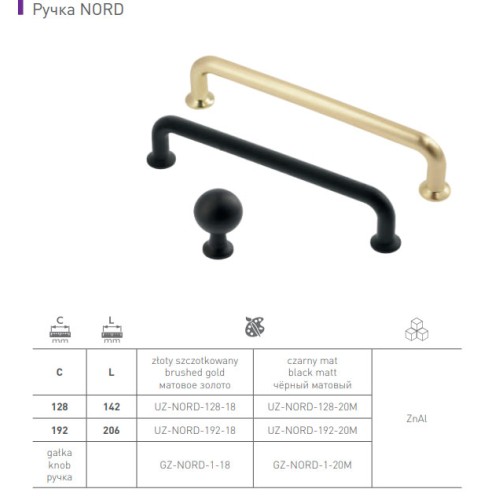 Ручка кнопка GTV NORD мм Матовое золото - GZ-NORD-1-18
