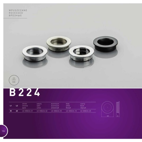 Ручка врезная d 35 B224 Хром - uz-00b224-01