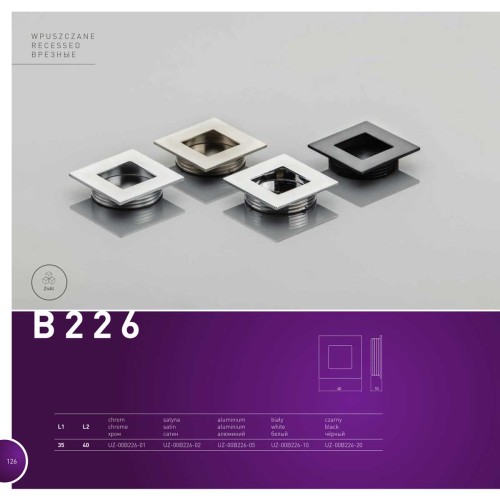 Ручка врезная квадрат d 35 В226 Хром - uz-00b226-01