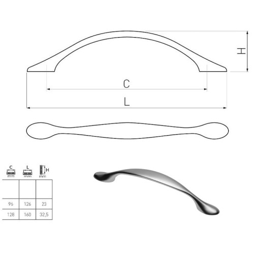 Ручка меблева CAMAIO 128 мм, Сатин - UZ-CAMAI-128-02