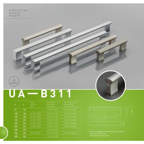 Ручка B-311 320 мм Хром - ru-b31132001