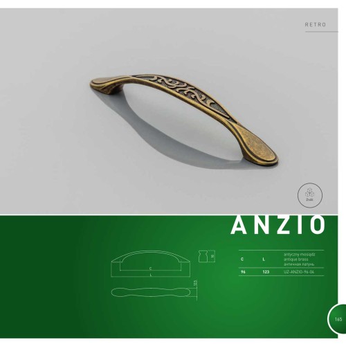 Ручка ANZIO 096 мм бронза - UZ-ANZIO-96-04