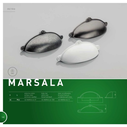 Ручка MARSA 064 мм шліфований титан - UZ-MARSA-64-11