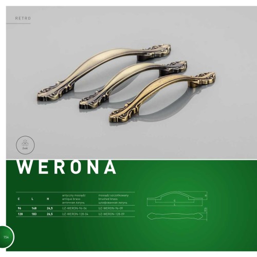 Ручка WERONA 096 мм Бронза - UZ-WERON-96-04