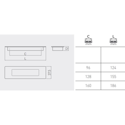 Ручка врезная GTV UZ-E6 160 мм Инокс - UZ-E6-160-06
