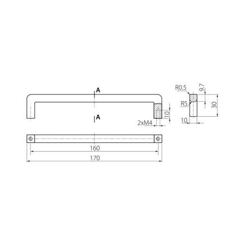 Ручка BAGIO 160 мм, титан шліфований - UZ-BAGIO-160-11