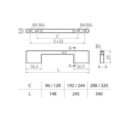 Ручка ASTI 096-128 мм, Хром - UZ-ASTI096/128-01