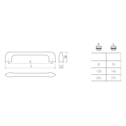Ручка Milano хром 256 мм - UZ-MILAN-256-01