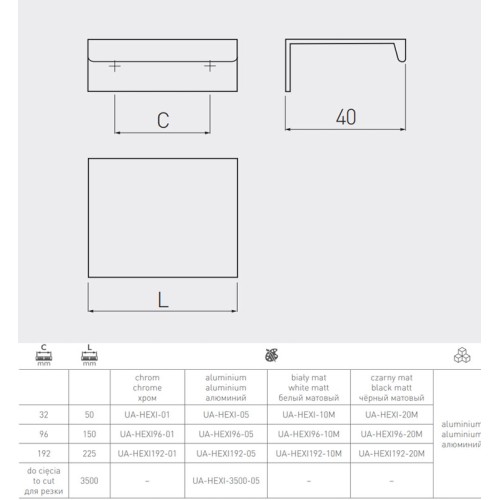Ручка HEXI 32 мм алюміній - UA-HEXI-05