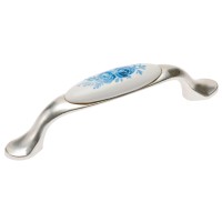 Ручка 728-P Античне срібло + блакитна кераміка blue rose