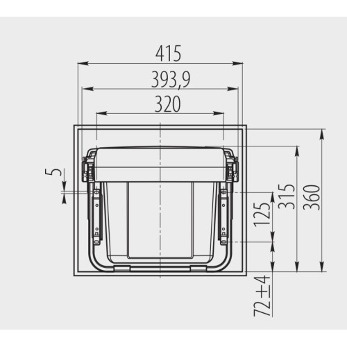 Сегрегатор GTV для кухонных шкафов низкий 450 мм 2х15л с креплением Графит - PB-45-MF2X15-60A