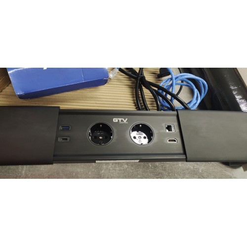 Подовжувач GTV PRESTINO 2 розетки SCHUKO USB А+С RJ45, HDMI провід 1,5м Чорний