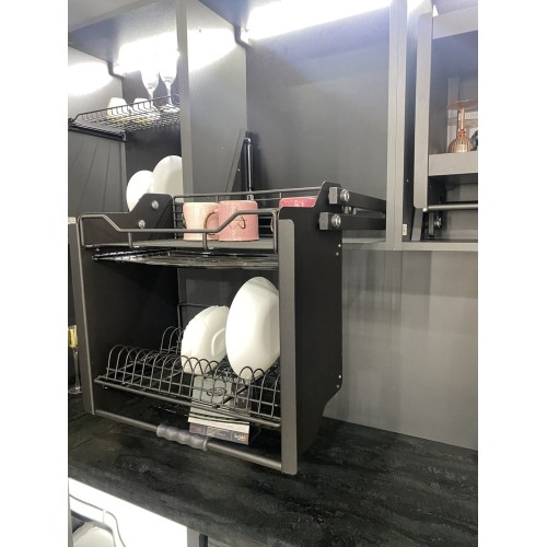 Висувна сушка для посуду Starax, модульна, антрацитового кольору, L-600мм - 12381.