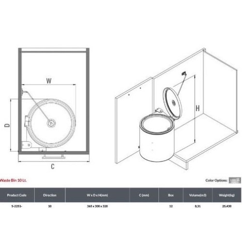 Ведро для мусора STARAX 10л s-2251-ss - 11585