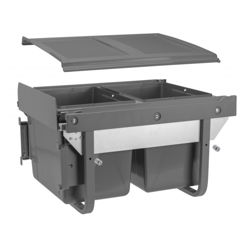 Сегрегатор GTV для кухонных шкафов низкий 450 мм 2х15л с креплением Графит - PB-45-MF2X15-60A