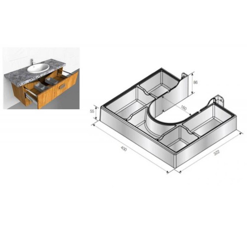 Ограждение сифона с лотком и разделителями для ящика под мойку Mesan ДСП 18мм Белый - 14154