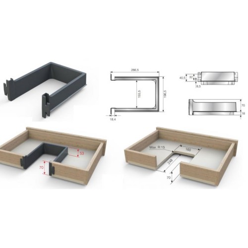 Огородження сифона прямокутне для ящика під мийку Mesan Білий для ДСП 18мм - 14150