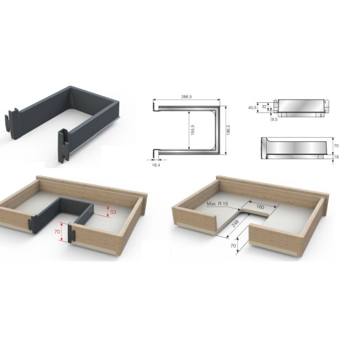 Огородження сифона прямокутне для ящика під мийку Mesan Білий для ДСП 18мм - 14150