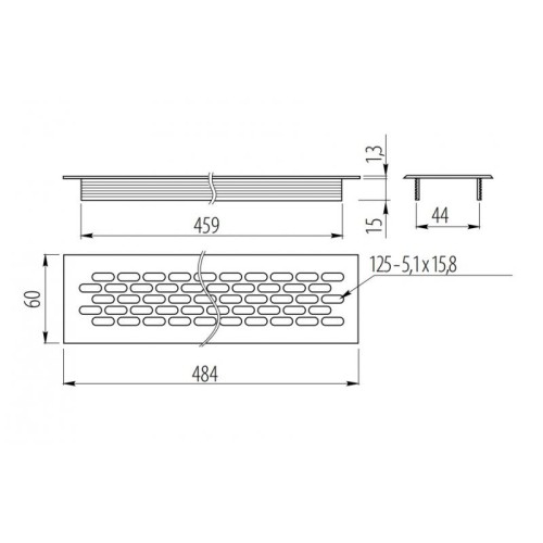 Вентиляційна решітка GTV 60×484 мм, алюміній, колір кашемір - 16553