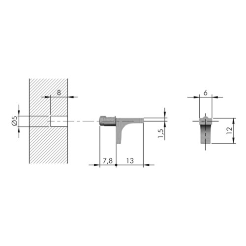 Полицетримач для ДСП Italiana Ferramenta K-Line без фіксації, чорний нікель - 10909