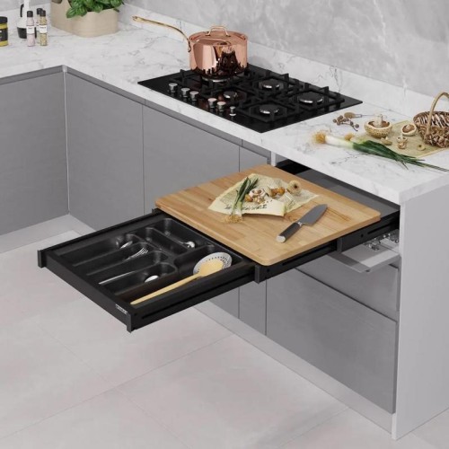 Висувна обробна дошка Starax S-2156-А, антрацит, з лотком для приладів - S-2156-А