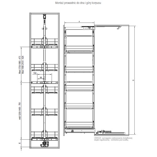 Карго REJS Maxima Classic Графіт 300мм 1900-2100мм 6 полиць (без напрямних) - WE31.0021.01.924