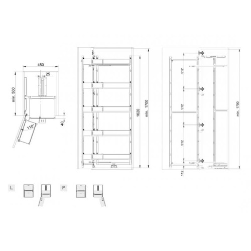 Карго Rejs Maxi Space Duo Classic, 5 полиць, графіт, 450 мм, з доводчиком, для високих шаф - 15520