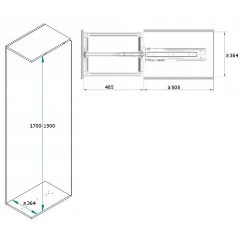 Карго REJS Maxima Classic 400 мм, 5 рівнів, графіт, H-1700–1900 мм – без направляючих - 16226