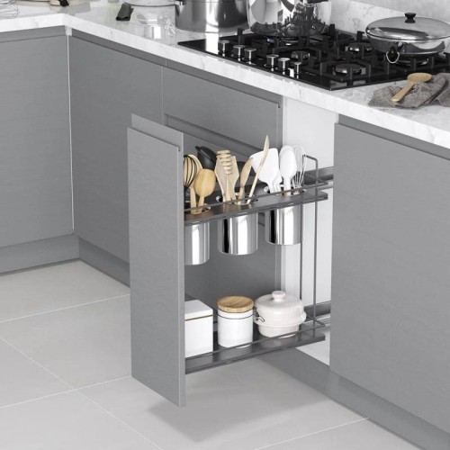 Карго Starax S-2651-А, 250 мм, 2 уровня, левое, с чашами для кухонных приборов, антрацит - S-2651-А