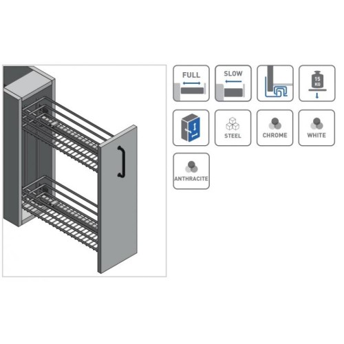 Карго GTV MOVIX 250 мм, 2-х рівневе, хром, бічне кріплення (без напрямних) - 16401